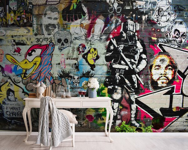 Fotótapéta Graffitivel borított fal, Designer fali fotótapéta, Népszerű fotótapéta, u12434 - Tapeko.hu