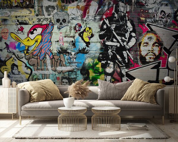 Fotótapéta Graffitivel borított fal, Designer fali fotótapéta, Népszerű fotótapéta, u12434 - Tapeko.hu