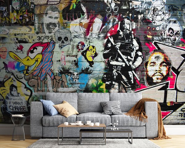 Fotótapéta Graffitivel borított fal, Designer fali fotótapéta, Népszerű fotótapéta, u12434 - Tapeko.hu