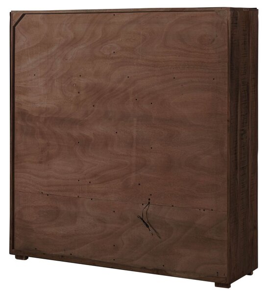 BARK akácfa magas komód 145x40x153cm, sötétbarna, lakkozott