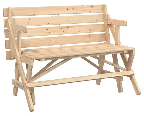 VidaXL 2 az 1-ben átalakítható tömör fenyőfa piknikasztal padokkal