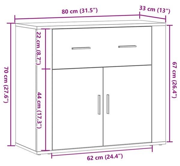 VidaXL Antik Fa Tálalószekrény - 80x33x70 cm