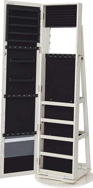 Ékszer szekrény zárral, Songmics, Tükör, JBC62W, 38 x 161 x 38 cm