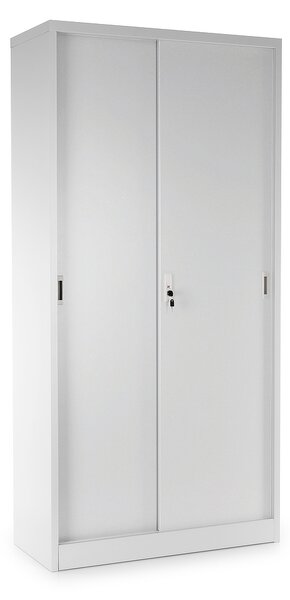 Univerzális fém szekrény tolóajtókkal 90 x 40 x 185 cm, hengerzár, szürke - ral 7035