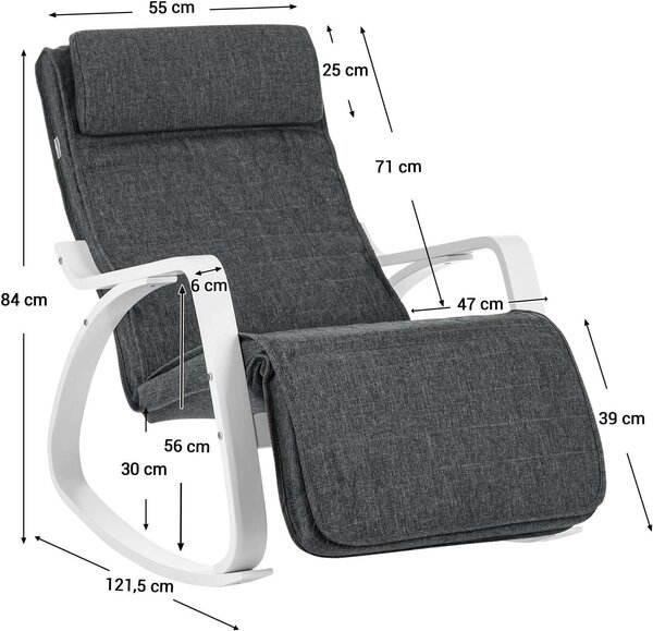 SONGMICS Hintaszék - Kényelmes Relax Fotel - 121,5x67x84 cm