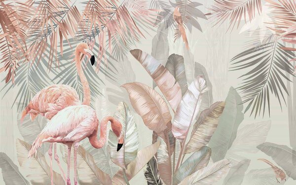 Fotótapéta Flamingók trópusi lombok között, Modern fotótapéta, Modern fotótapéta, u21344v1 - Muralas.hu