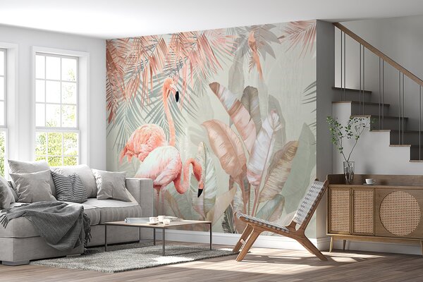Fotótapéta Flamingók trópusi lombok között, Modern fotótapéta, Modern fotótapéta, u21344v1 - Muralas.hu