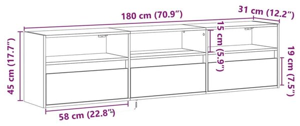 VidaXL Falra Szerelhető TV Szekrény - Fehér - 180 cm