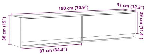 VidaXL Falra Szerelhető TV Szekrény - Fehér - 180 cm