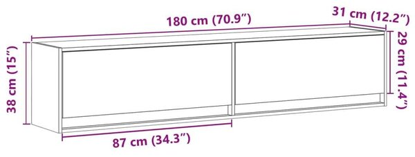 VidaXL Fali TV Szekrény - Sonoma Tölgy - 180 cm