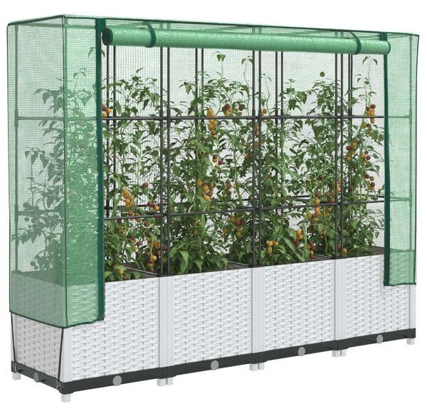 VidaXL rattan megjelenésű magaságyás melegháztakaróval 160x40x138 cm