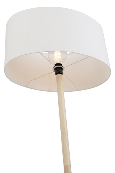 Fa állólámpa ovális vászonernyővel, fehér, 50 cm - Mels