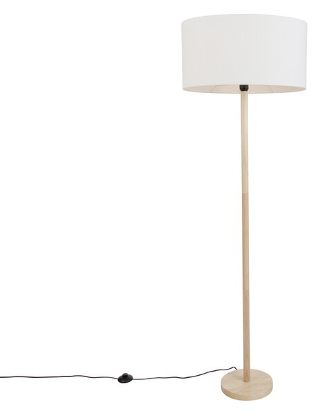 Fa állólámpa ovális vászonernyővel, fehér, 50 cm - Mels