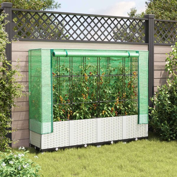 VidaXL rattan megjelenésű magaságyás melegháztakaróval 160x40x138 cm