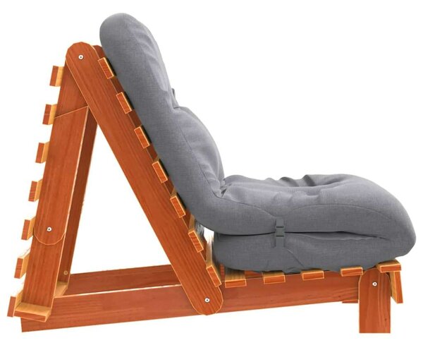 VidaXL viaszbarna tömör fenyőfa futon kanapéágy matraccal 60x206x11 cm