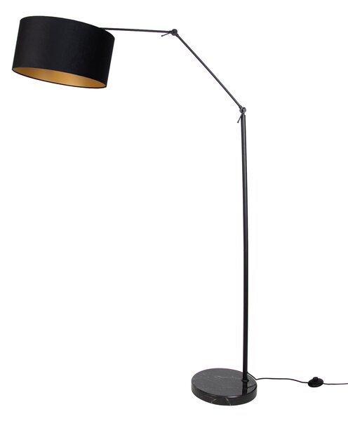Állítható fekete állólámpa fekete lámpabúrával és arany belsővel 50cm - Editor