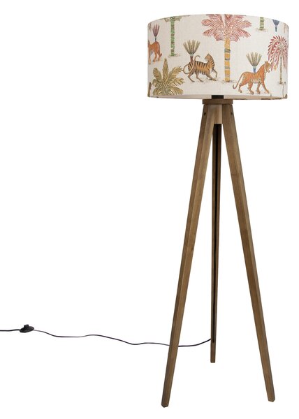 Fa állólámpa többszínű és állatmintás lámpabúrával 50 cm - Tripod Classic