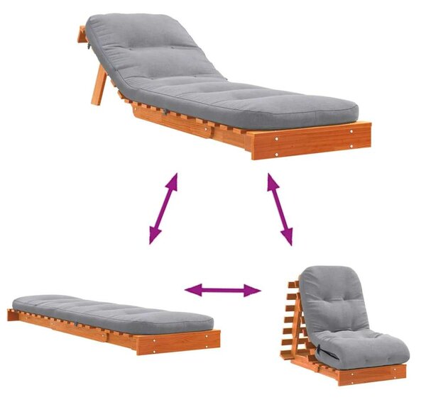 VidaXL viaszbarna tömör fenyőfa futon kanapéágy matraccal 60x206x11 cm