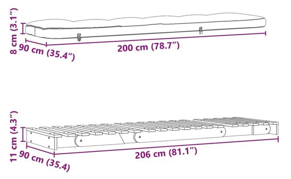 VidaXL Futon Kanapéágy - 90x200 cm