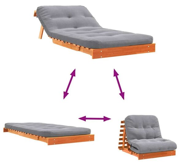 VidaXL Futon Kanapéágy - Fenyőfa - 80x206 cm