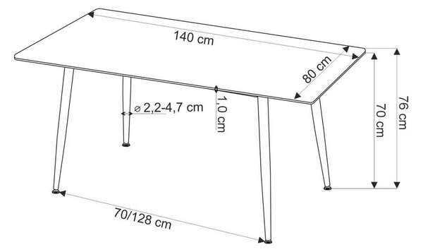 Webster étkezőasztal 140 cm, márvány / fekete