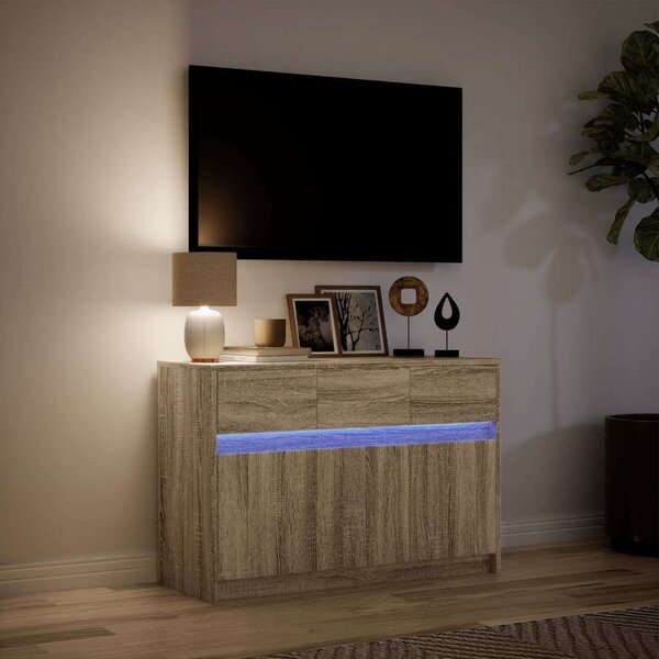 VidaXL TV-szekrény Sonoma Tölgy - LED világítás - 91x34x61 cm