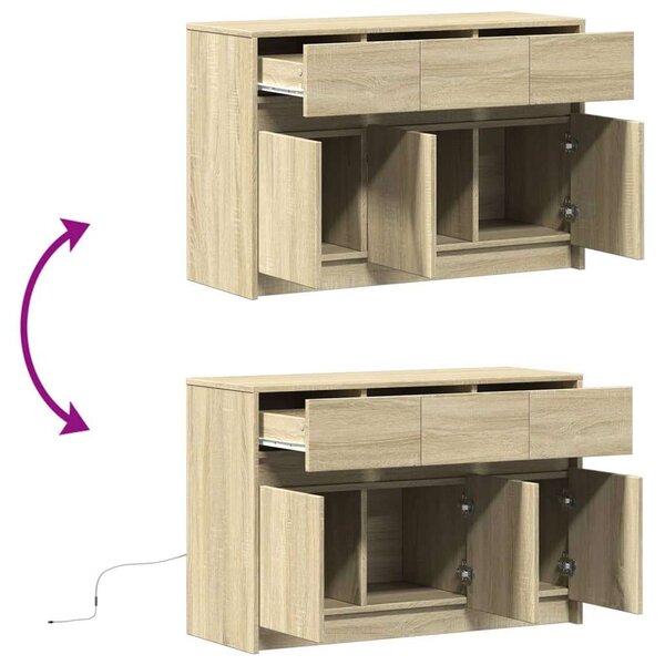 VidaXL TV-szekrény Sonoma Tölgy - LED világítás - 91x34x61 cm
