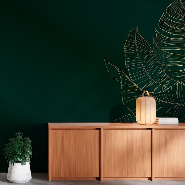 Fotótapéta Elegáns lombozat sötét smaragdzöld háttéren, Designer fali fotótapéta, Népszerű fotótapéta, u28334 - Tapeko.hu