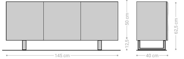 DELIFE Komód New Live-Edge 145 cm akác természetes 3 ajtós fém kufe fekete