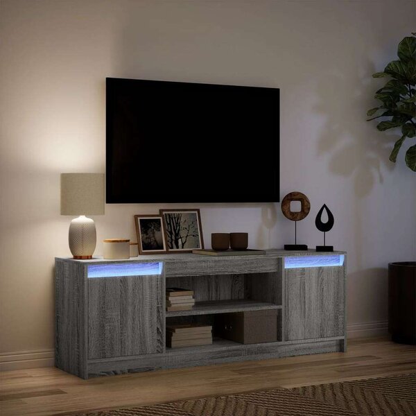 VidaXL szürke sonoma színű szerelt fa LED-es TV-szekrény 139,5x34x50cm