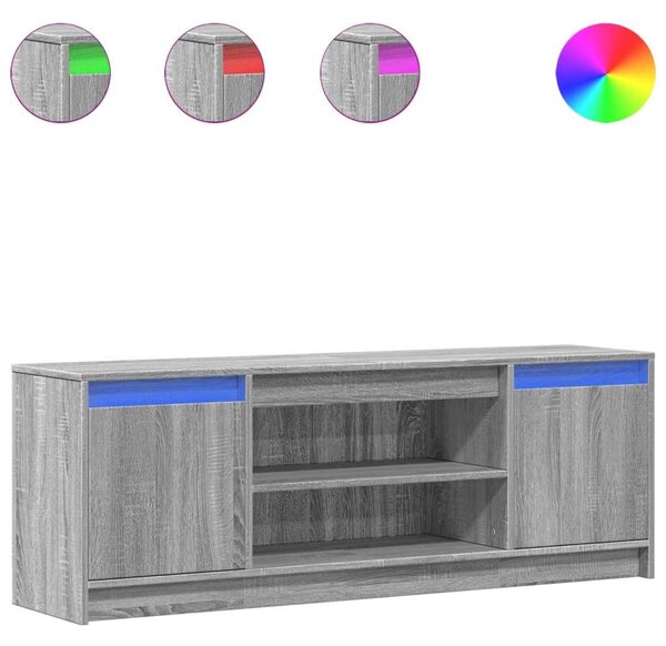 VidaXL szürke sonoma színű szerelt fa LED-es TV-szekrény 139,5x34x50cm