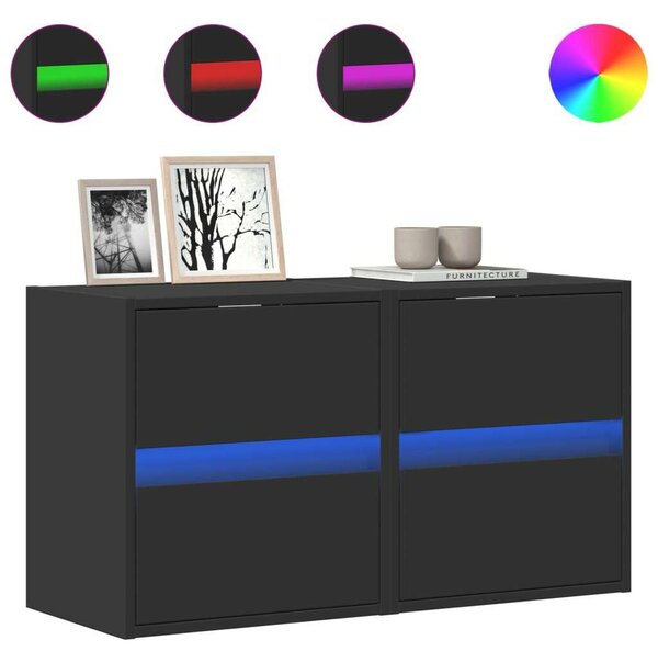 VidaXL Fali TV Szekrény - 2 db - Fekete - 41x31x45 cm