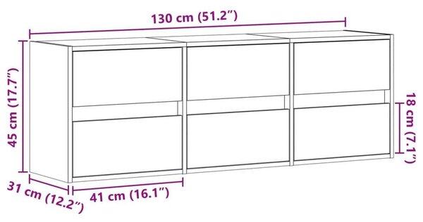 VidaXL LED-es TV Szekrény - Fehér - 130cm