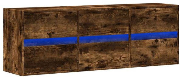 VidaXL füstös tölgy színű fali TV-szekrény LED-ekkel 130x31x45 cm