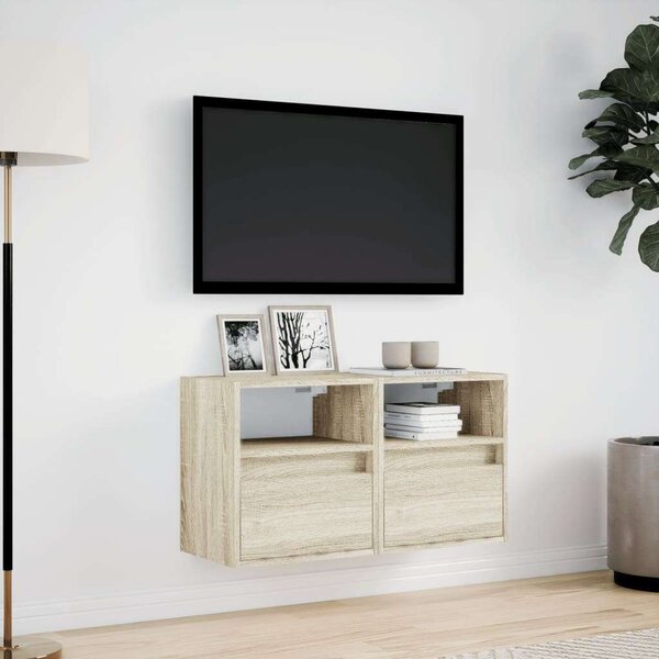 VidaXL Falra Szerelhető TV Szekrény Szett - Sonoma Tölgy - 2 db - 41x31x45 cm