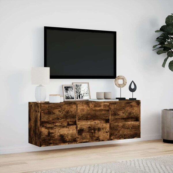 VidaXL füstös tölgy színű fali TV-szekrény LED-ekkel 130x31x45 cm