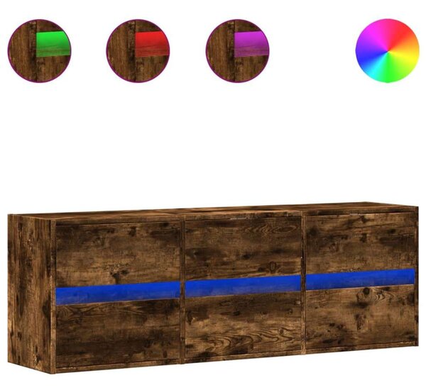VidaXL füstös tölgy színű fali TV-szekrény LED-ekkel 130x31x45 cm