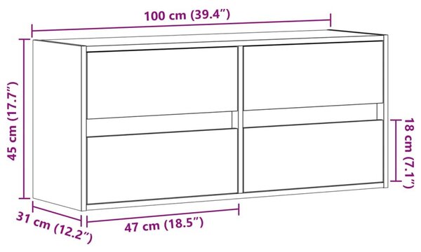 VidaXL Falra Szerelhető TV Szekrény - Fehér - 100cm