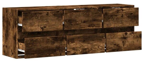 VidaXL füstös tölgy színű fali TV-szekrény LED-ekkel 130x31x45 cm