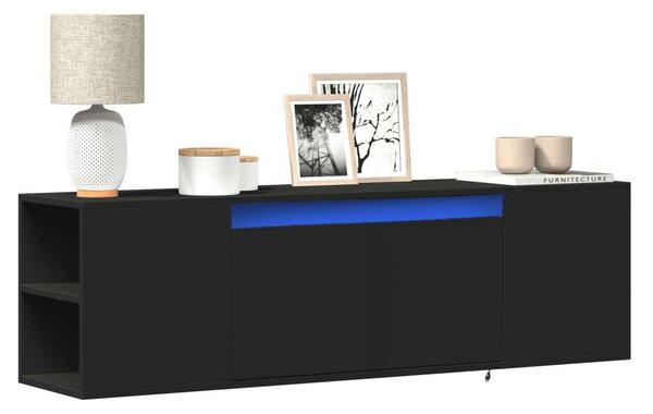 VidaXL TV-szekrény - Falra szerelhető - 135cm - Fekete