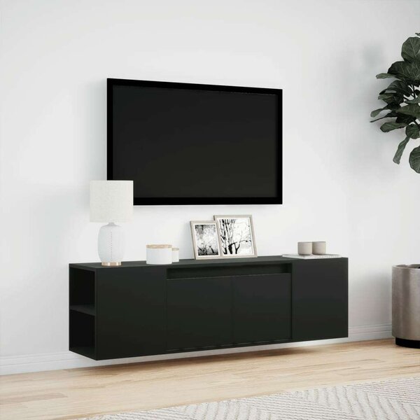 VidaXL TV-szekrény - Falra szerelhető - 135cm - Fekete