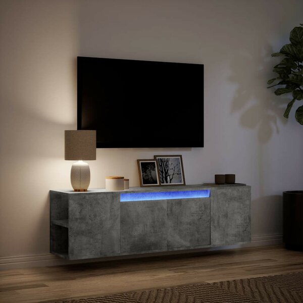 VidaXL TV-szekrény - Falra szerelhető - 135cm - Betonszürke