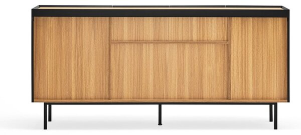 Fekete alacsony komód tölgyfa dekorral 165x78 cm Arista – Teulat