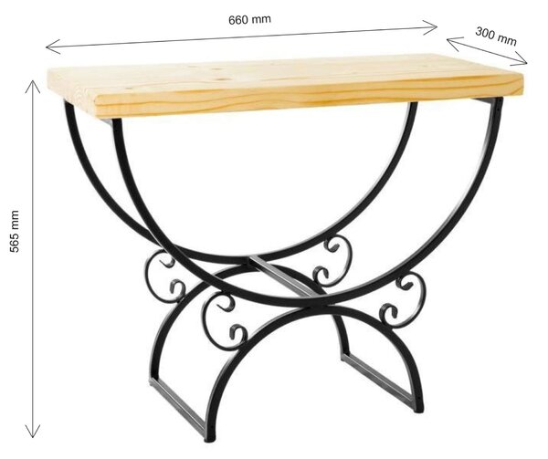BalustradeTM - Kovácsoltvas Dohányzóasztal/Pad - Fenyőfa - 660x300 mm