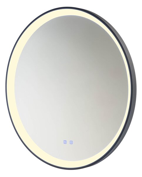 VANITY LED világító fali tükör, fekete, kerek