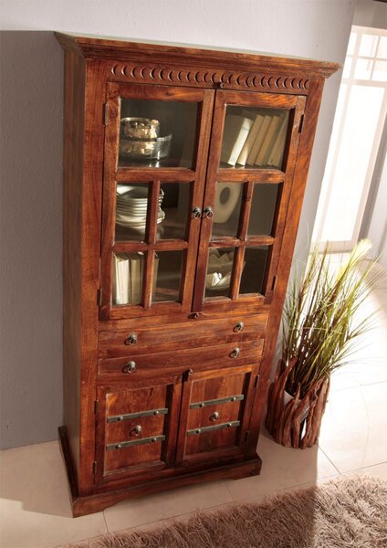 CAMBRIDGE Vitrin 94×50×195 cm, akácfa