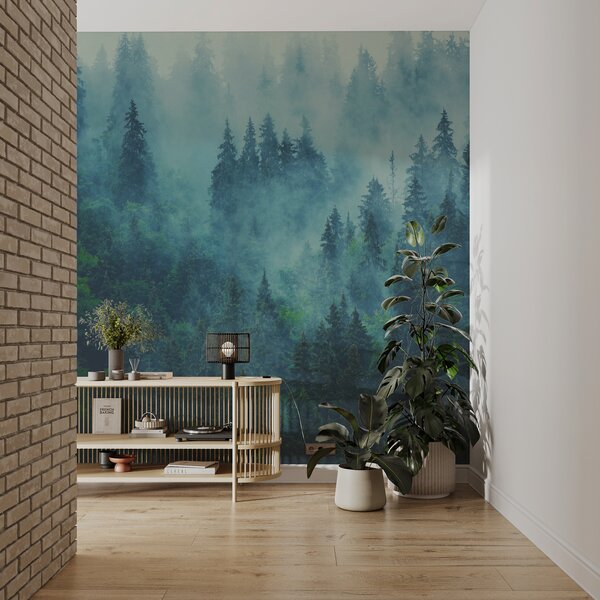 Fotótapéta Ködös erdő fákkal, Designer fali fotótapéta, Népszerű fotótapéta, u33150 - Tapeko.hu