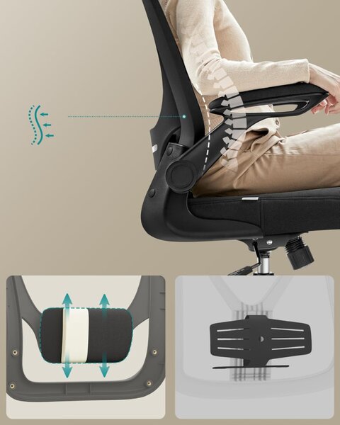 SONGMICS Ergonomikus Irodai Szék Hálós Háttámlával Fekete