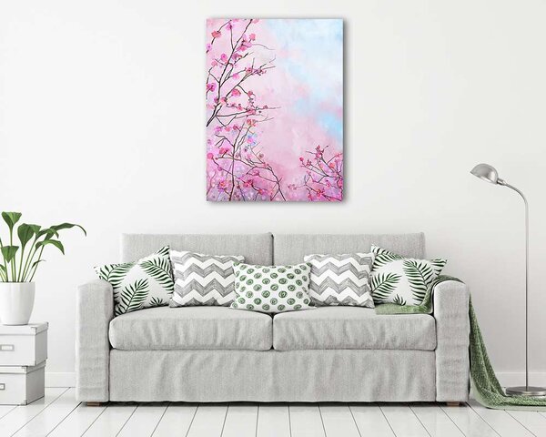 Festés rózsaszín japán cseresznye - sakura virágos Tavaszi virág (vászonkép)