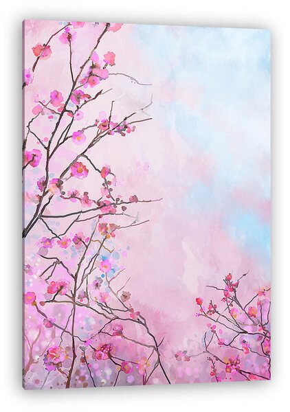 Festés rózsaszín japán cseresznye - sakura virágos Tavaszi virág (vászonkép)